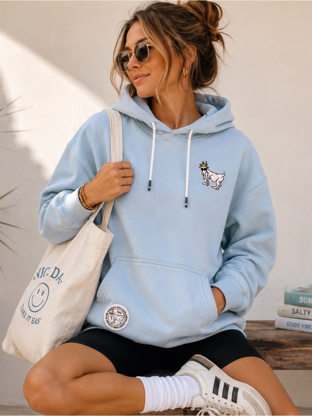 GOAT USA Mens XS Hoodie Light Blue Pastel Unisex Fits Womens S M